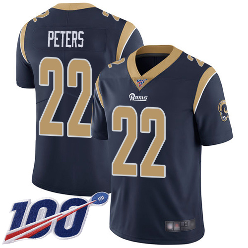 Los Angeles Rams Limited Navy Blue Men Marcus Peters Home Jersey NFL Football #22 100th Season Vapor Untouchable